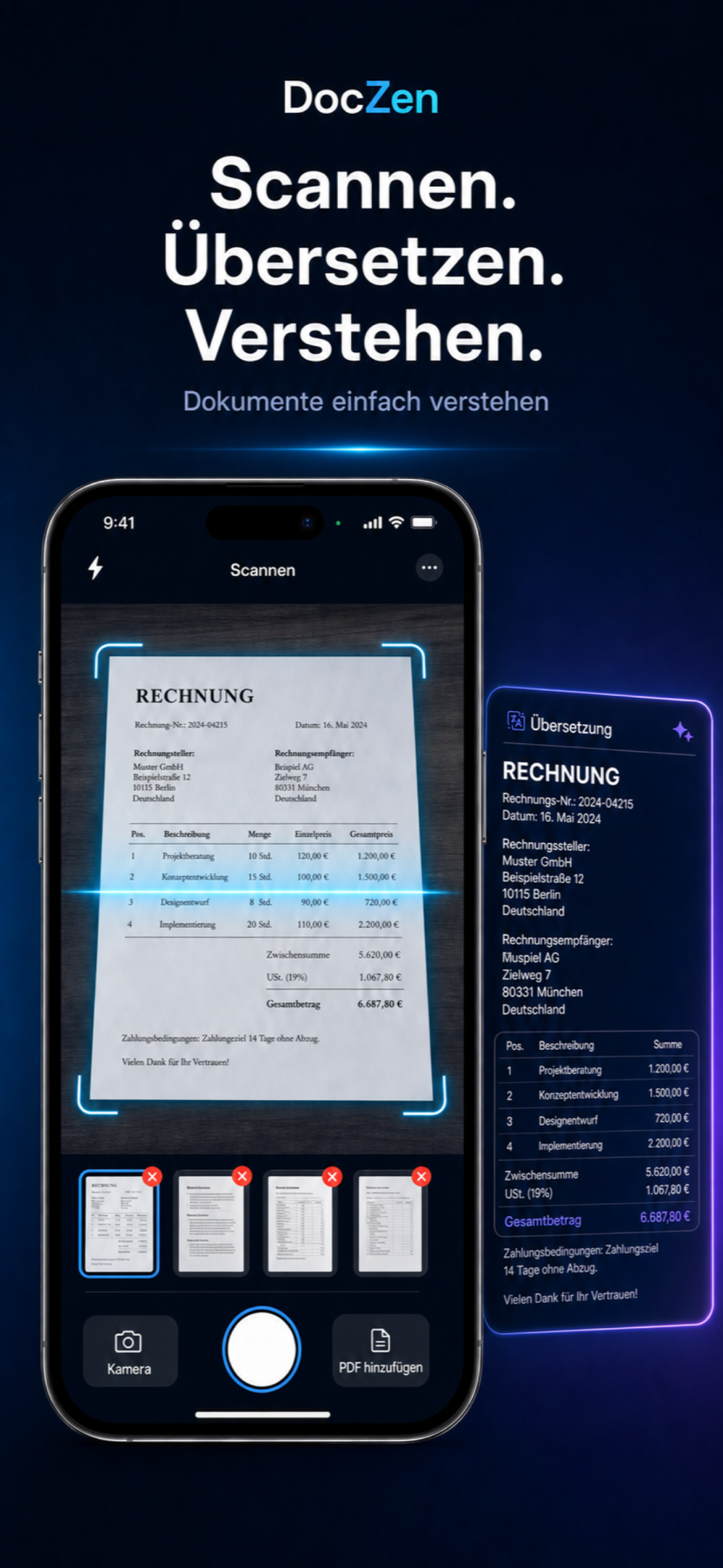 DocZen: Übersicht eines verarbeiteten Dokuments